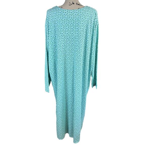 Karen Neuburger Sleepwear Nightgown Women Size 3X Blue Green Leaf Pattern Pajama - Picture 3 of 10